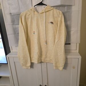 Aqua Cream Hoodie with Embroidered Rainbow